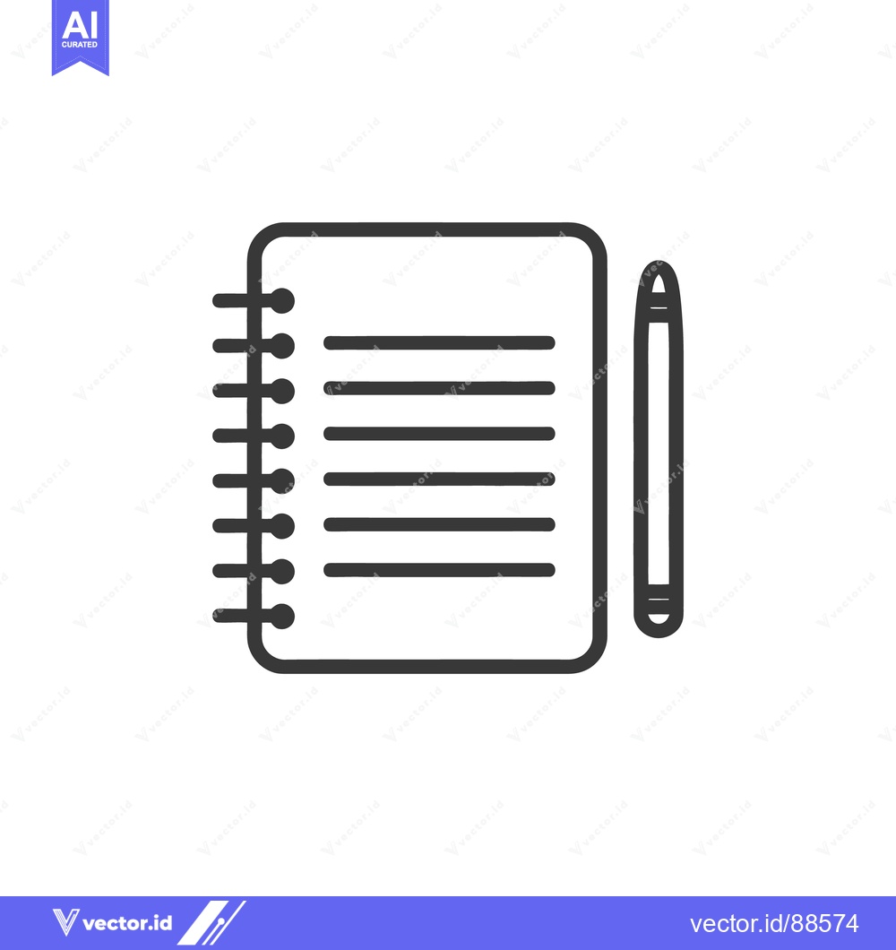 Premium Vector dari A simple black and white illustration of a spiral notepad and pencil
