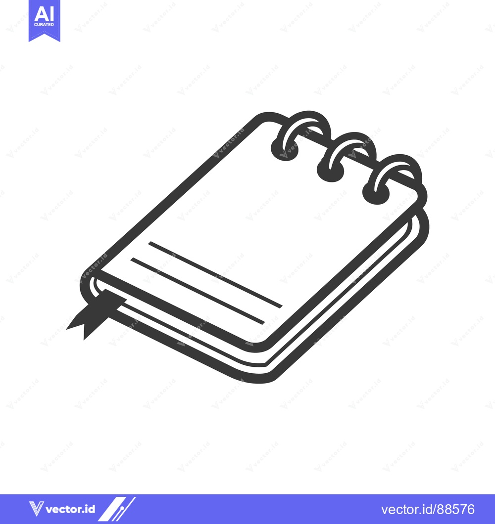 Premium Vector of Simple monochrome image of a spiral bound notepad and bookmark