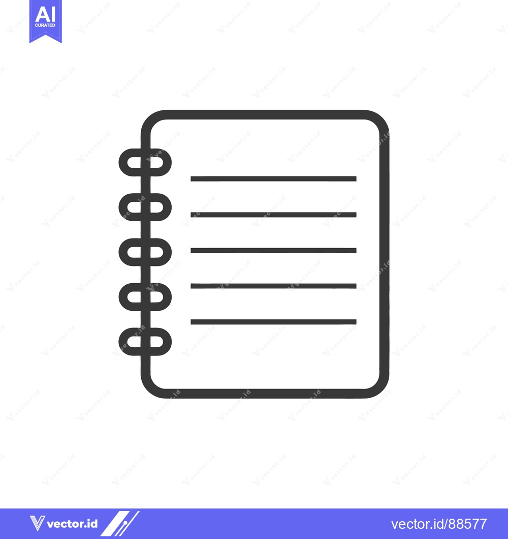 Premium Vector dari A simple black and white icon showing a lined spiral notebook