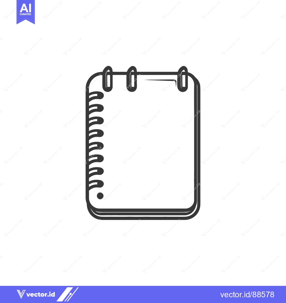 Premium Vector dari A sketched graphic depiction of a blank spiral bound notepad