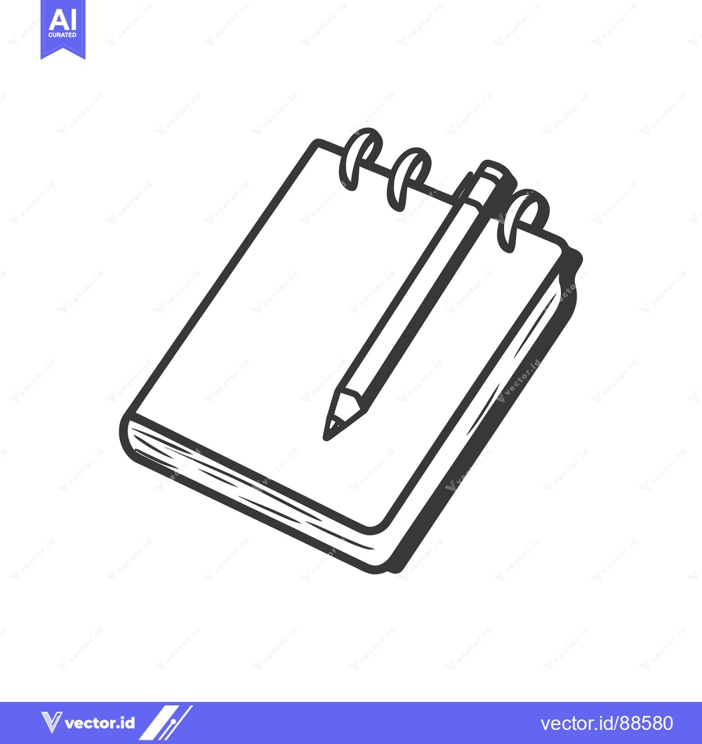 Premium Vector dari A simple illustration of a notepad and pencil on white background