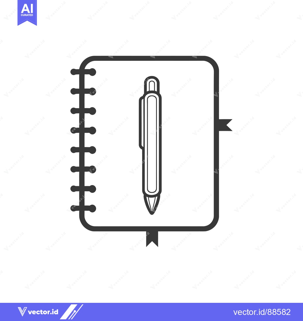 Premium Vector dari Notebook with a Pen and a Bookmark Icon