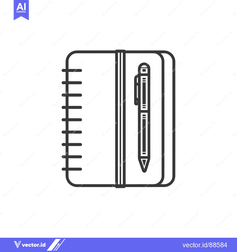 Premium Vector dari Notebook with Pen Icon Illustration