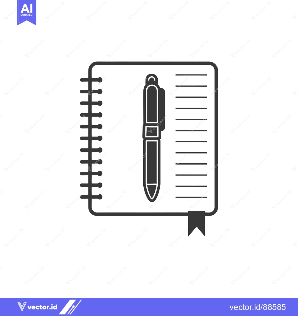 Premium Vector of Notebook with Spiral Binding and Pen on Top