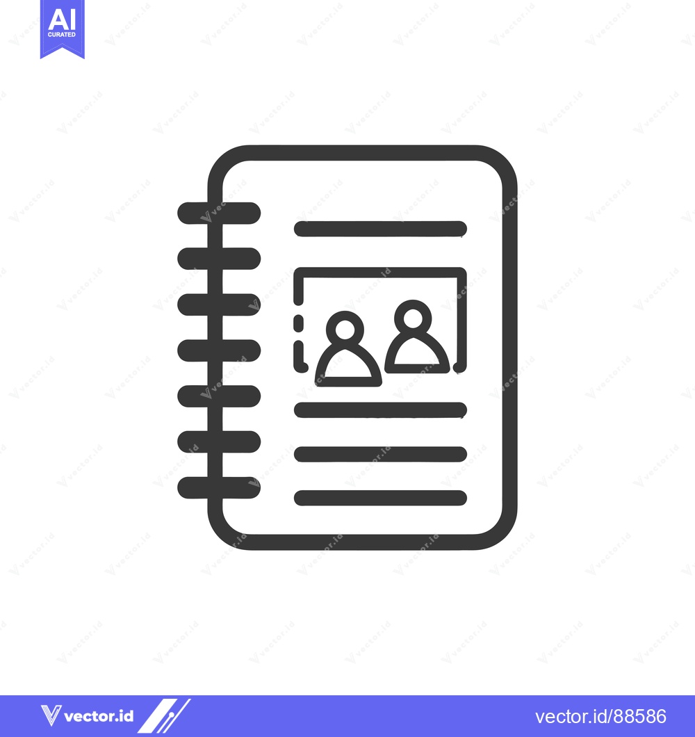 Premium Vector dari Notebook with Two People Icon Inside