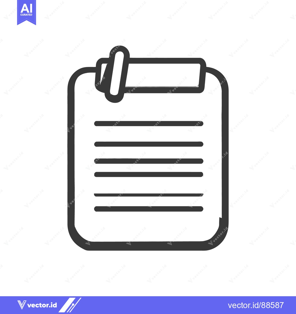 Premium Vector dari A simple black and white illustration of a clipboard with lines