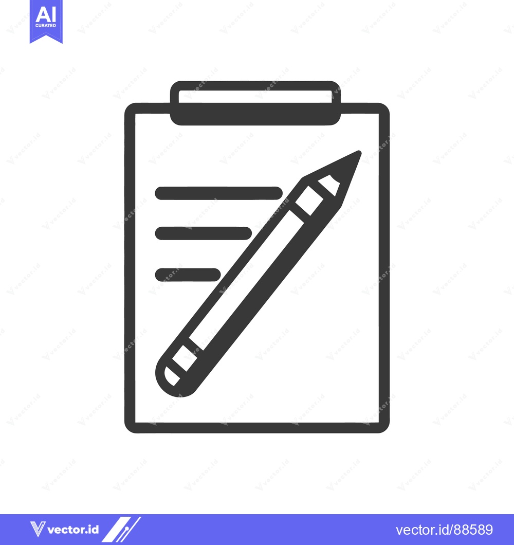 Premium Vector of A Simple Black and White Image Of A Clipboard And Pencil