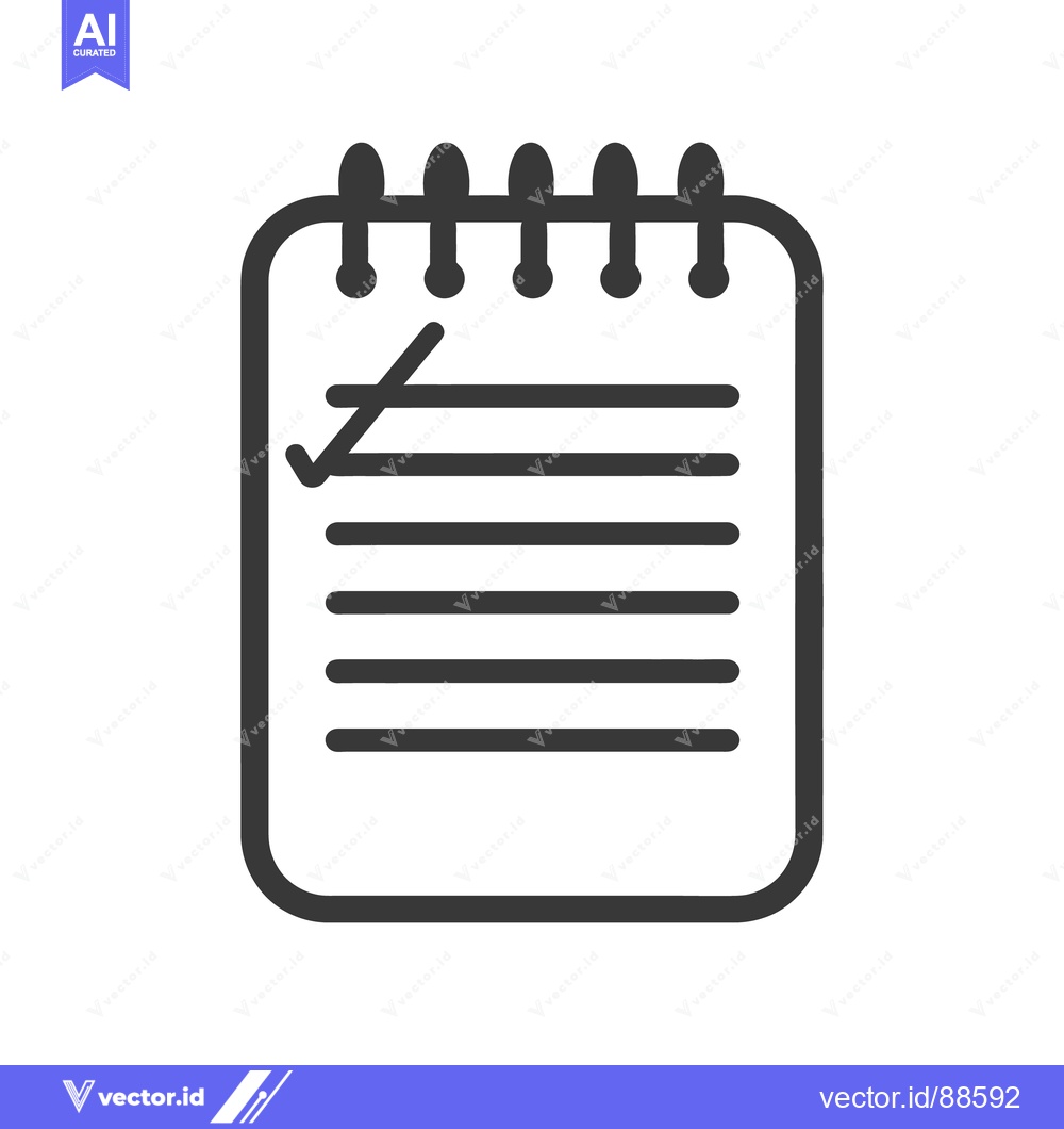 Premium Vector dari A simple vector illustration of a lined notepad with a check mark