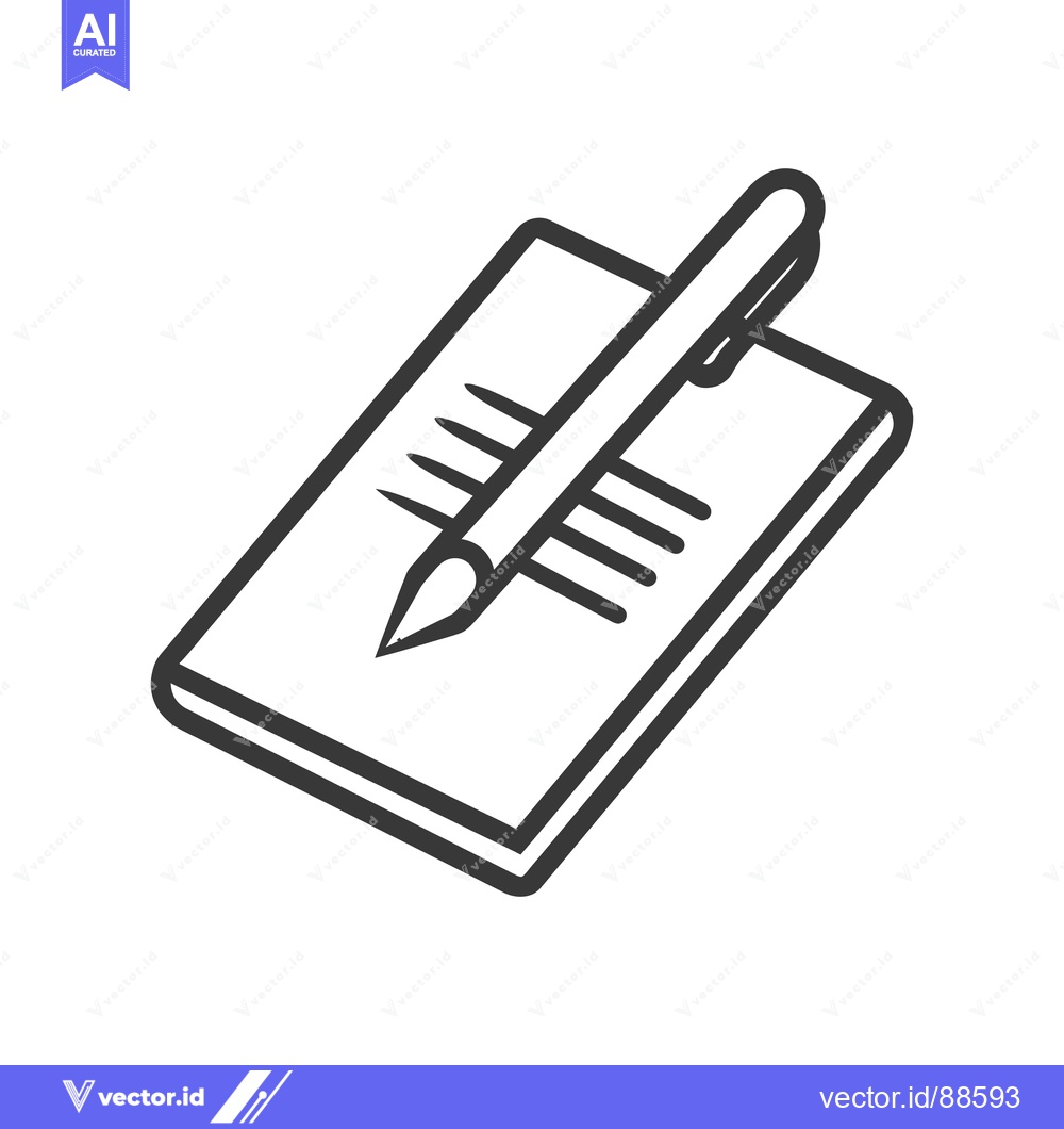 Premium Vector dari A pen rests on a notepad with several lines drawn on it