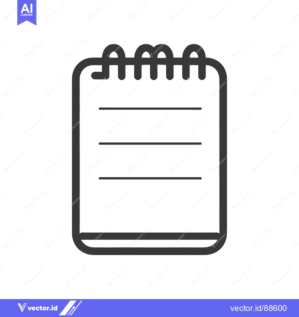 Premium Vector of A simple notepad icon with lines and metal binding details