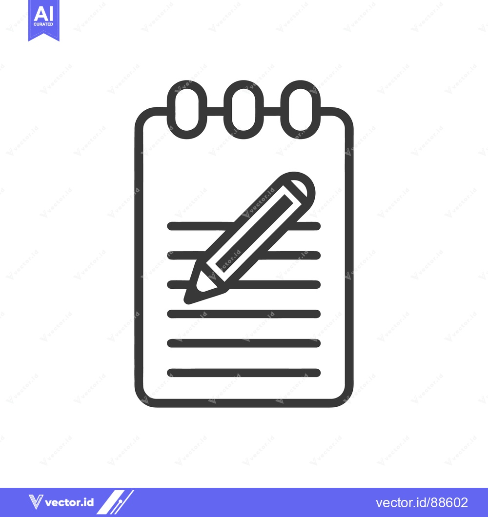 Premium Vector of A vector illustration depicts a notepad and a pencil for writing