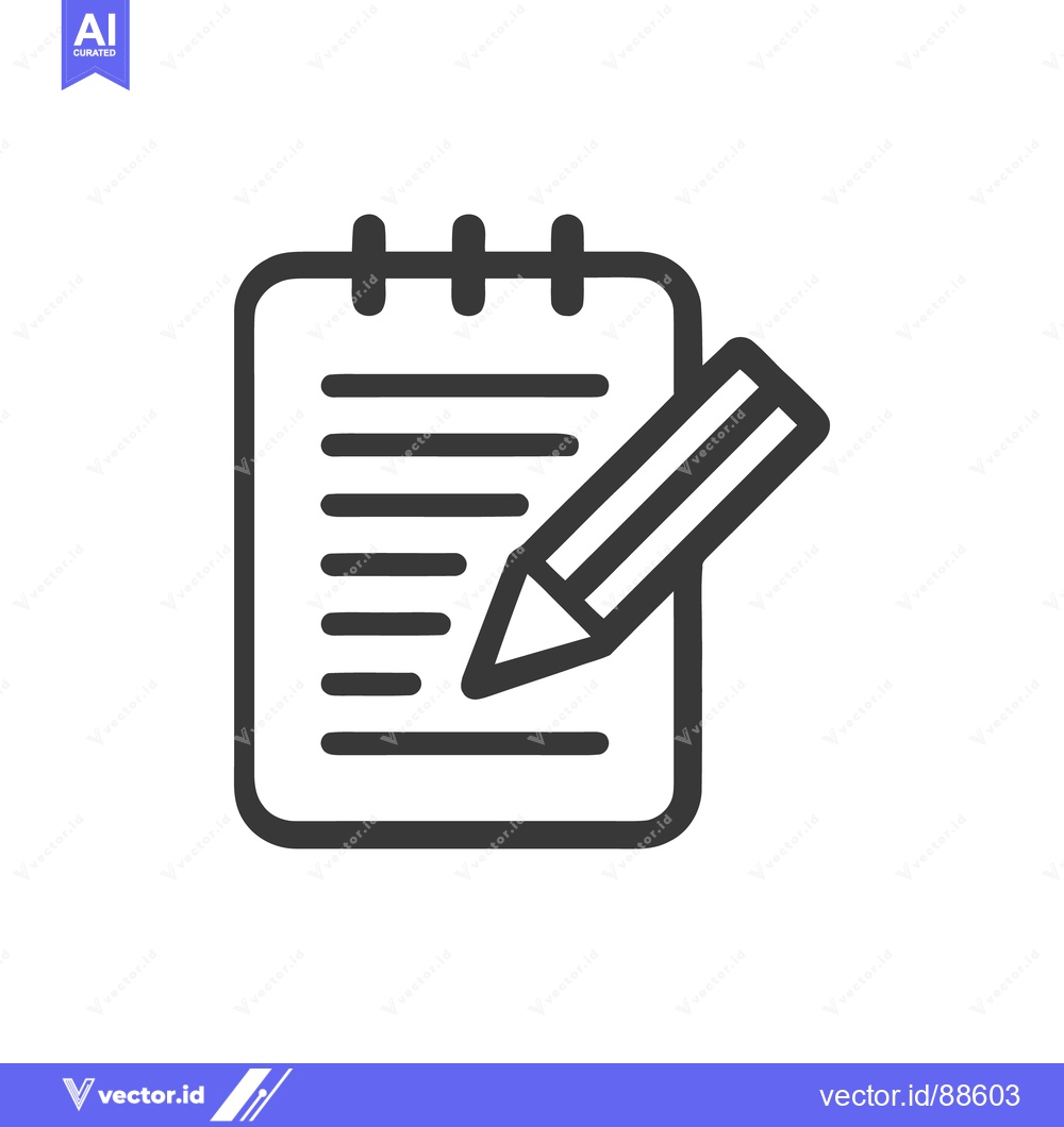 Premium Vector dari Minimalist Notepad and Pencil Icon: Writing, Planning, and Organizatio
