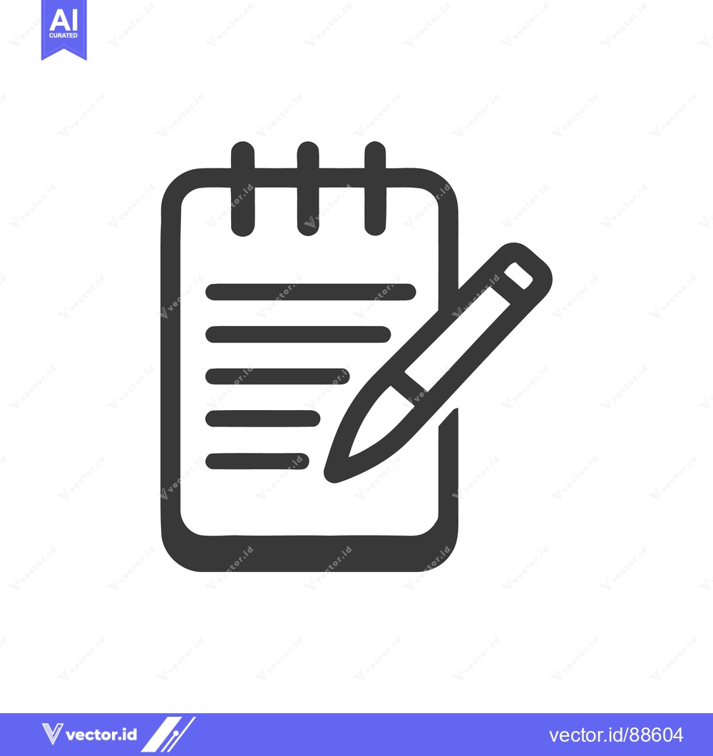 Premium Vector of Notepad and Pen Icon: Simple, Clean, and Modern Design for Writing and
