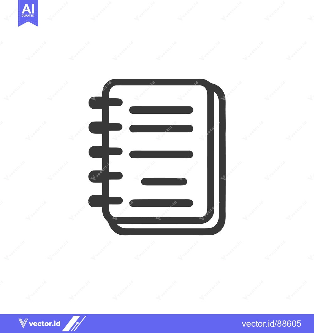 Premium Vector dari Minimalist Notebook Icon with Spiral Binding and Lined Pages
