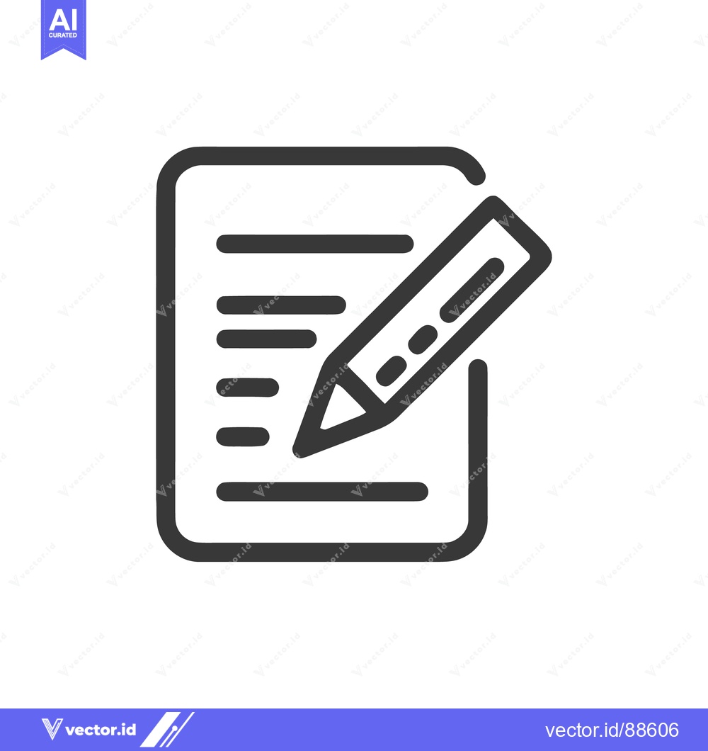 Premium Vector dari Edit Document Icon: Pencil on Paper with Text Lines
