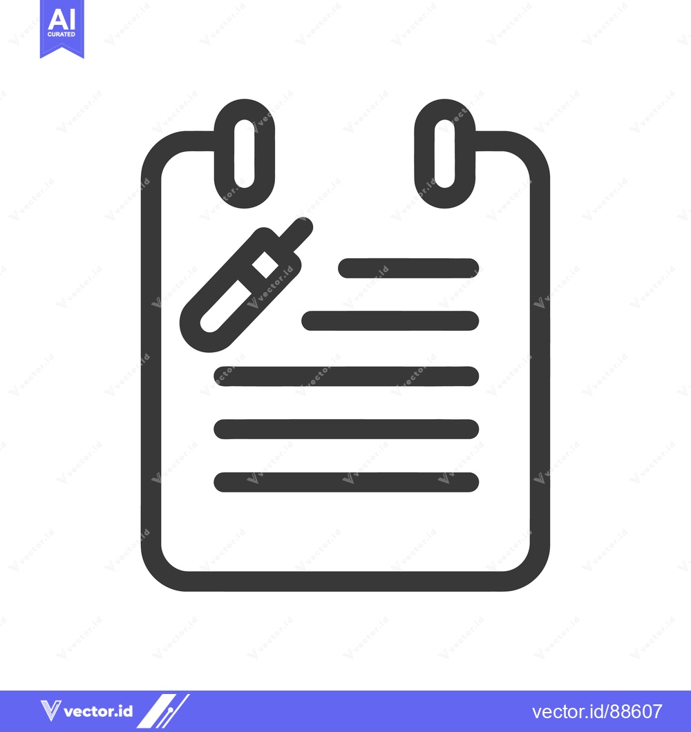 Premium Vector of A notepad icon with a pen ready to be used for writing notes