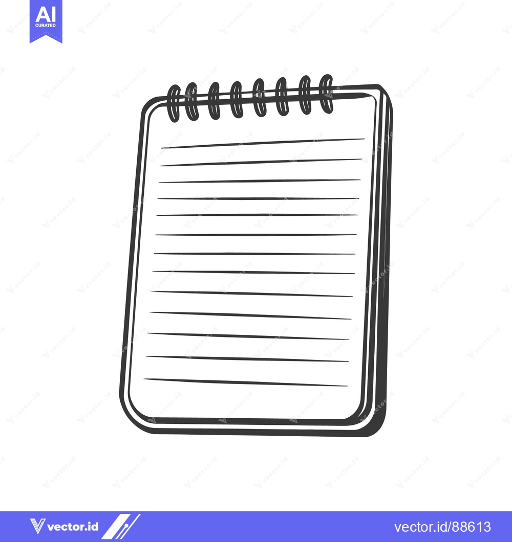 Premium Vector of A sketched black and white notepad with spiral binding lines