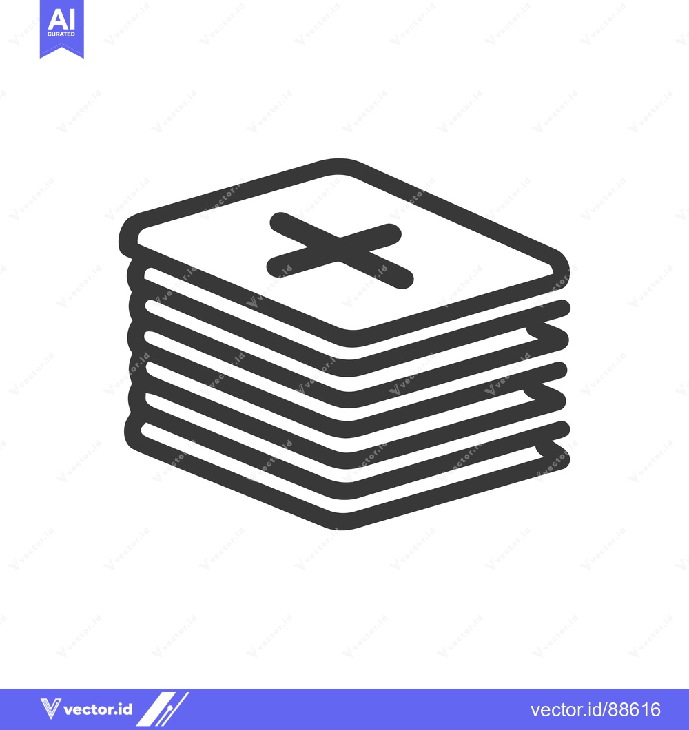 Premium Vector of Stacked Documents with Cross Mark: Minimalist Black and White Icon