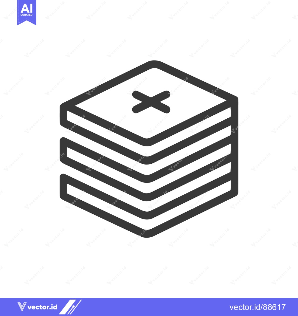Premium Vector dari Stacked Hexagon Icon with Cross, Minimalist Design, Black Outline on W