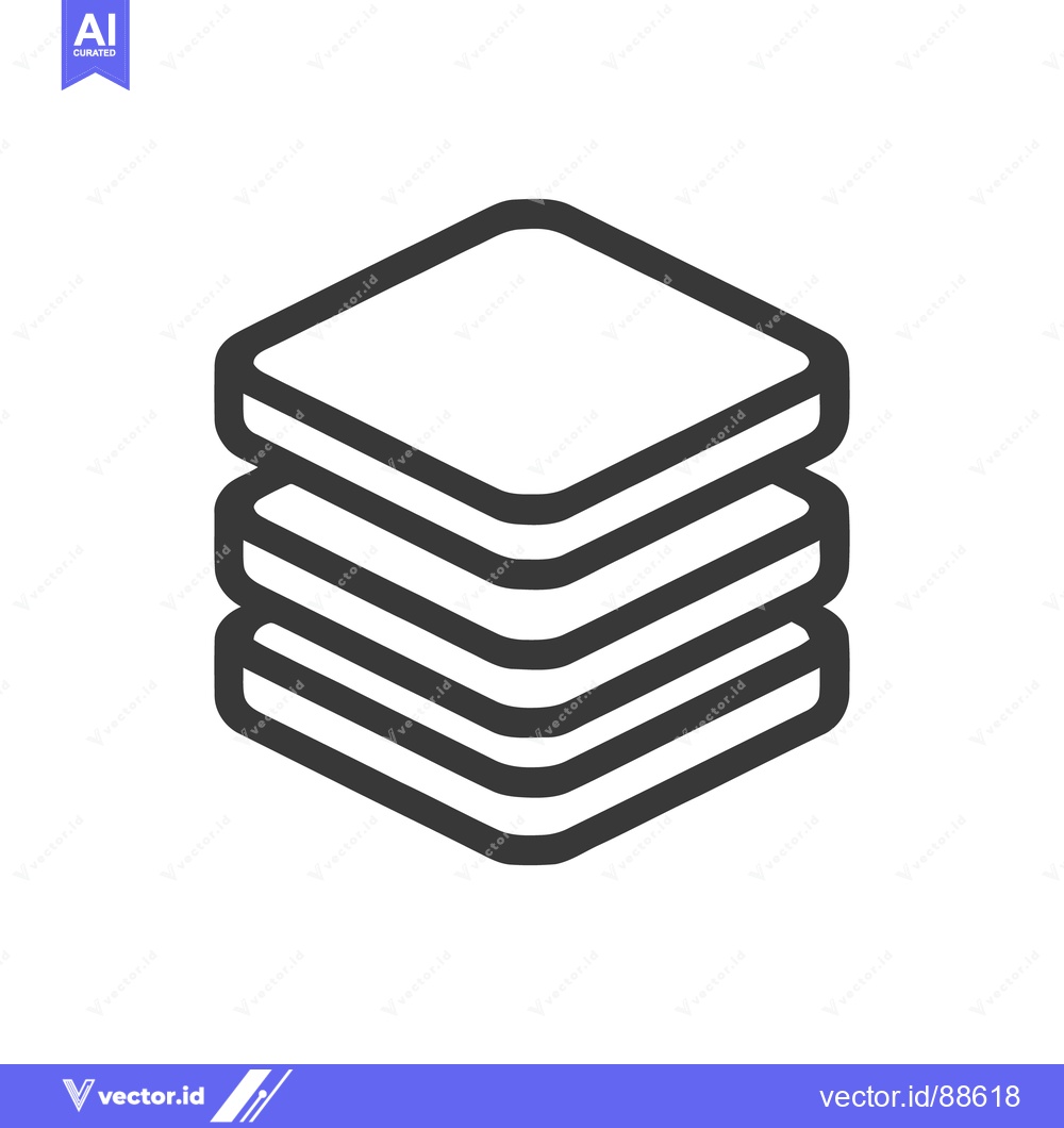 Premium Vector of Stacked Layers Icon: Isometric View of Three Rounded Squares