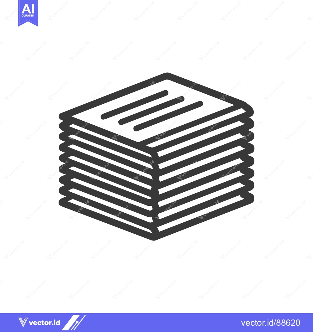 Premium Vector dari Stack of Papers Icon: Organized Documents in Minimalist Black and Whit