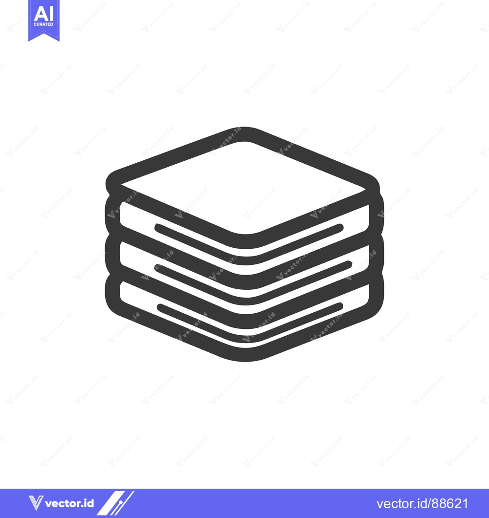 Premium Vector dari Stacked Data Icon: Three Layers with Rounded Edges and Bold Outline