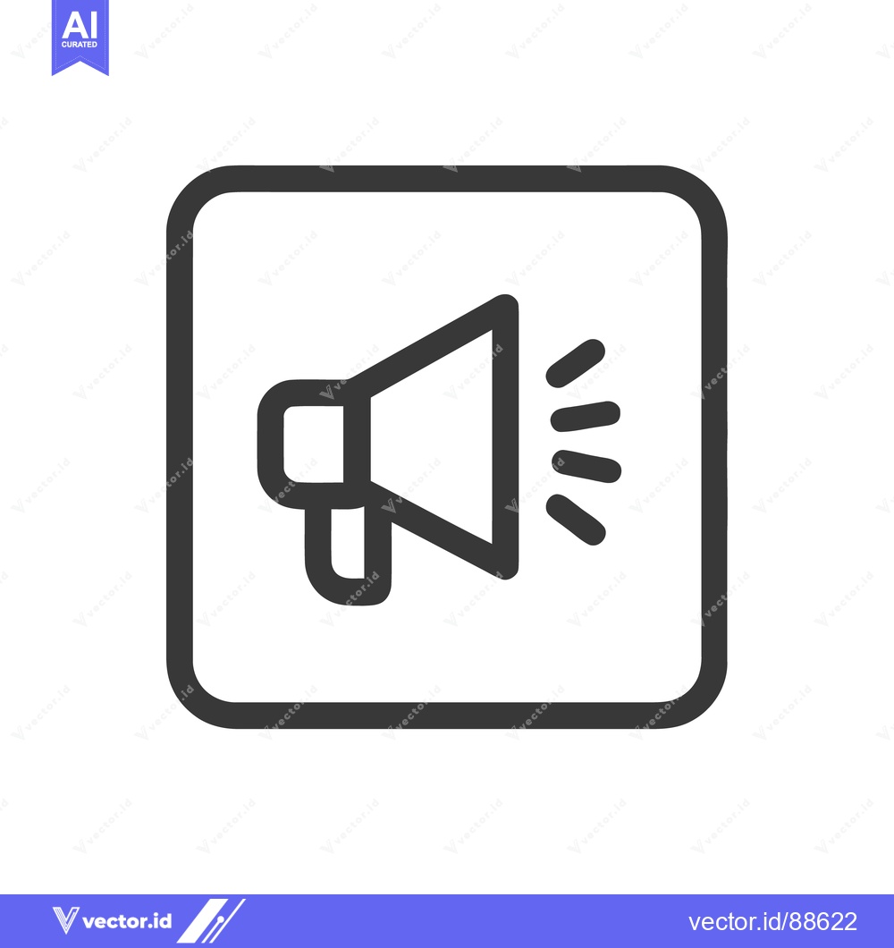 Premium Vector dari Bold Megaphone Icon in Rounded Square Frame, Communication Symbol