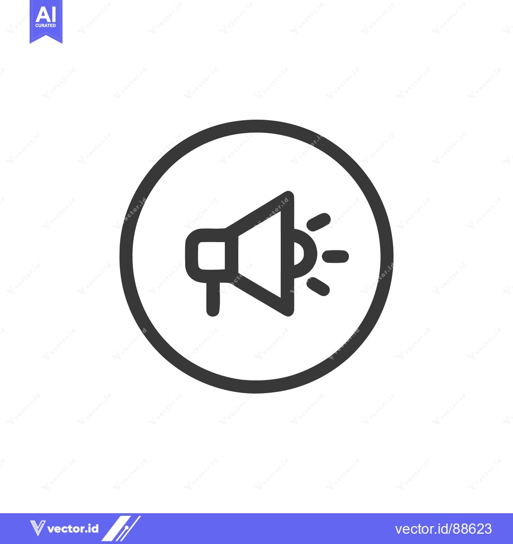 Premium Vector of Minimalist Megaphone Icon in Circle, Bold Outline, Communication Symbo
