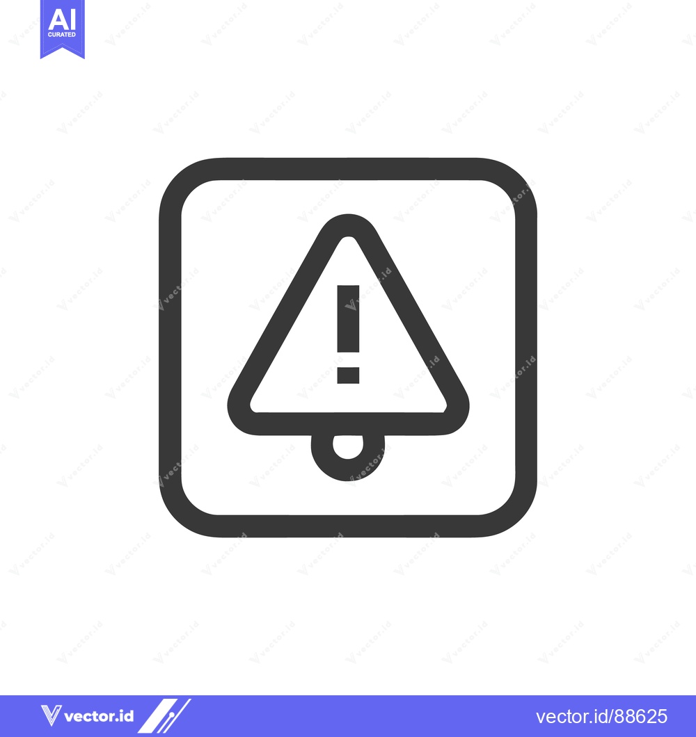 Premium Vector of Alert Icon in Rounded Square, Minimalist Design, Black on White