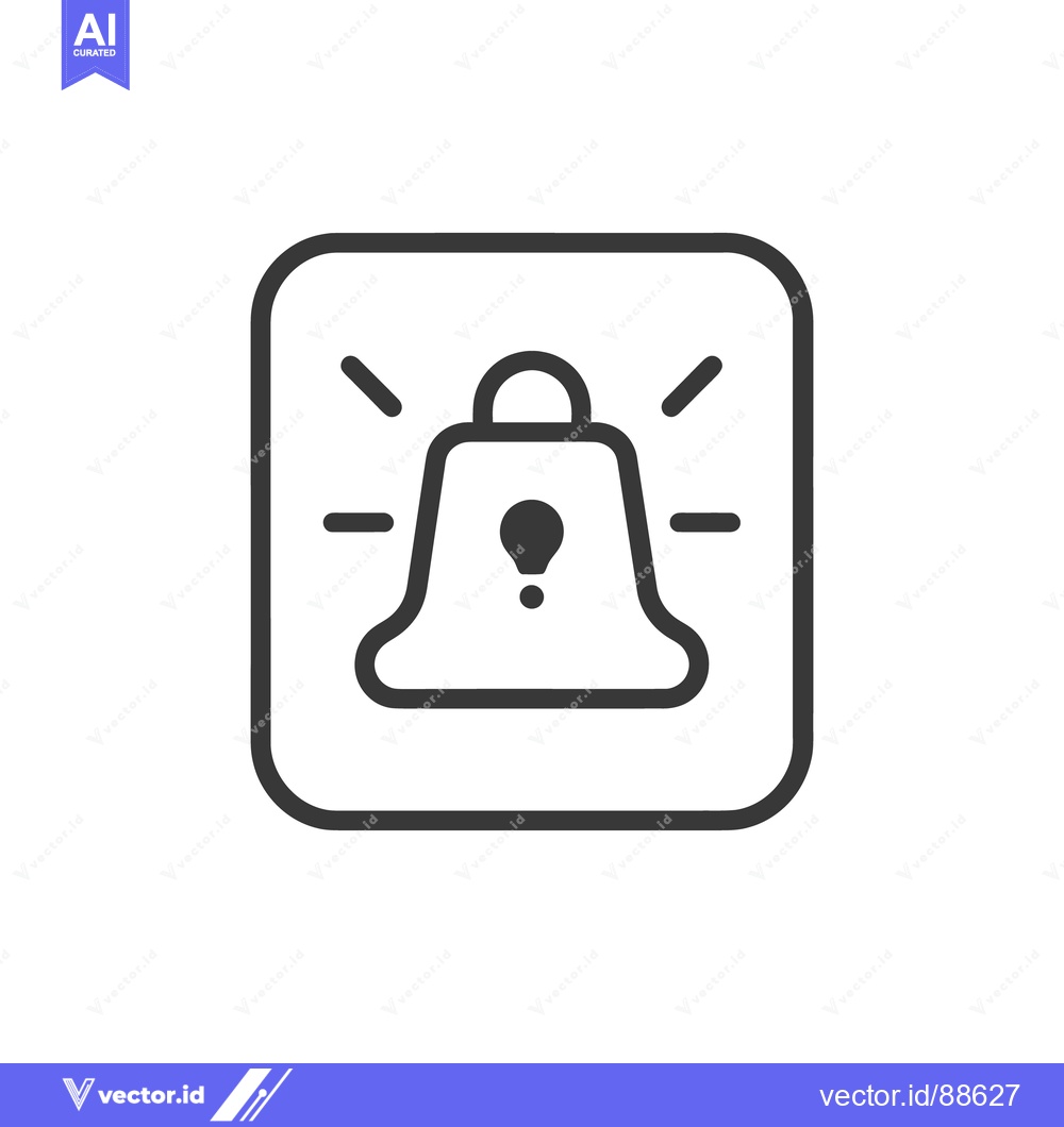 Premium Vector of A simple icon showing a ringing bell inside a square frame