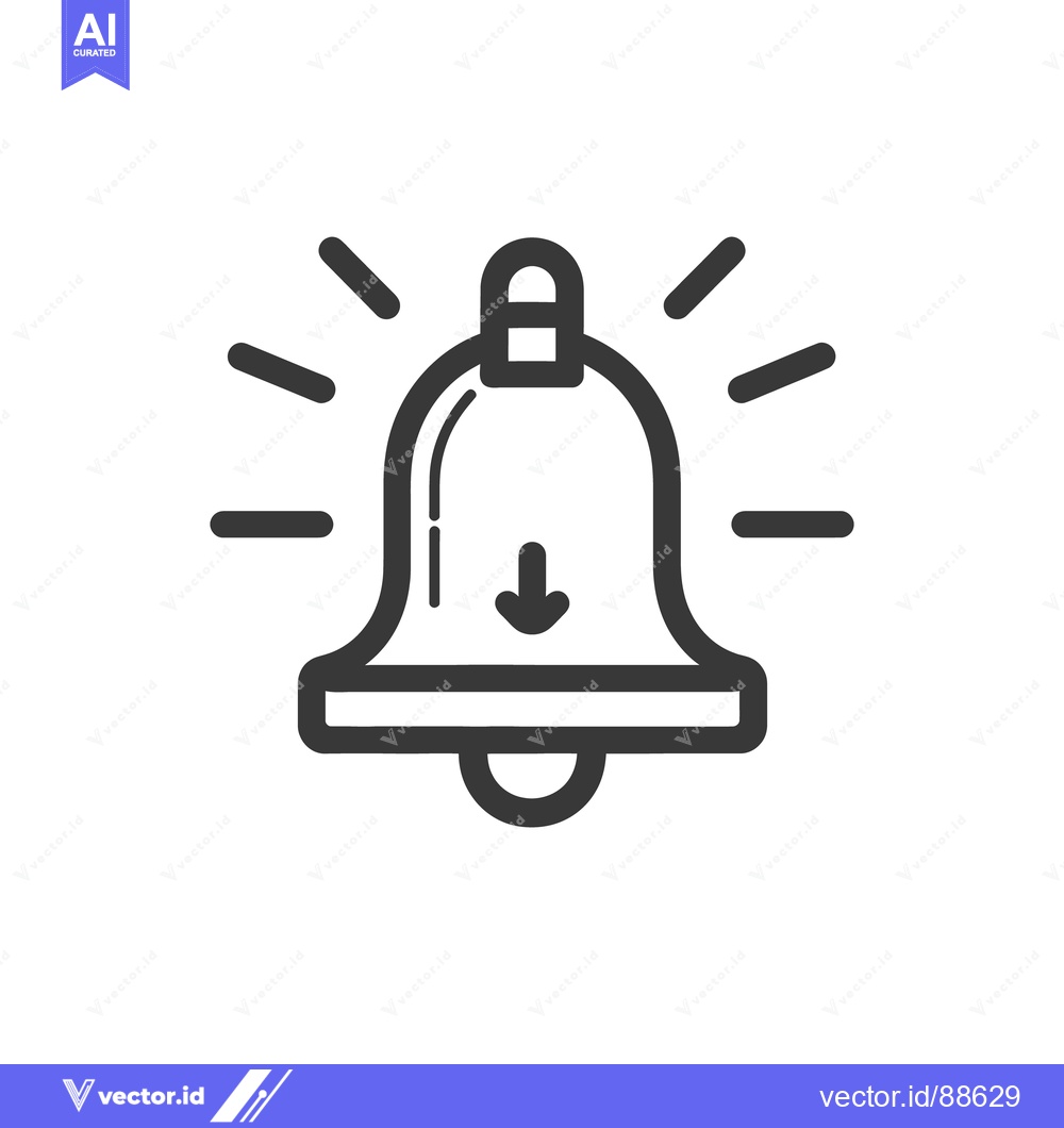 Premium Vector of A stylized outlined image of a bell with sound waves around it