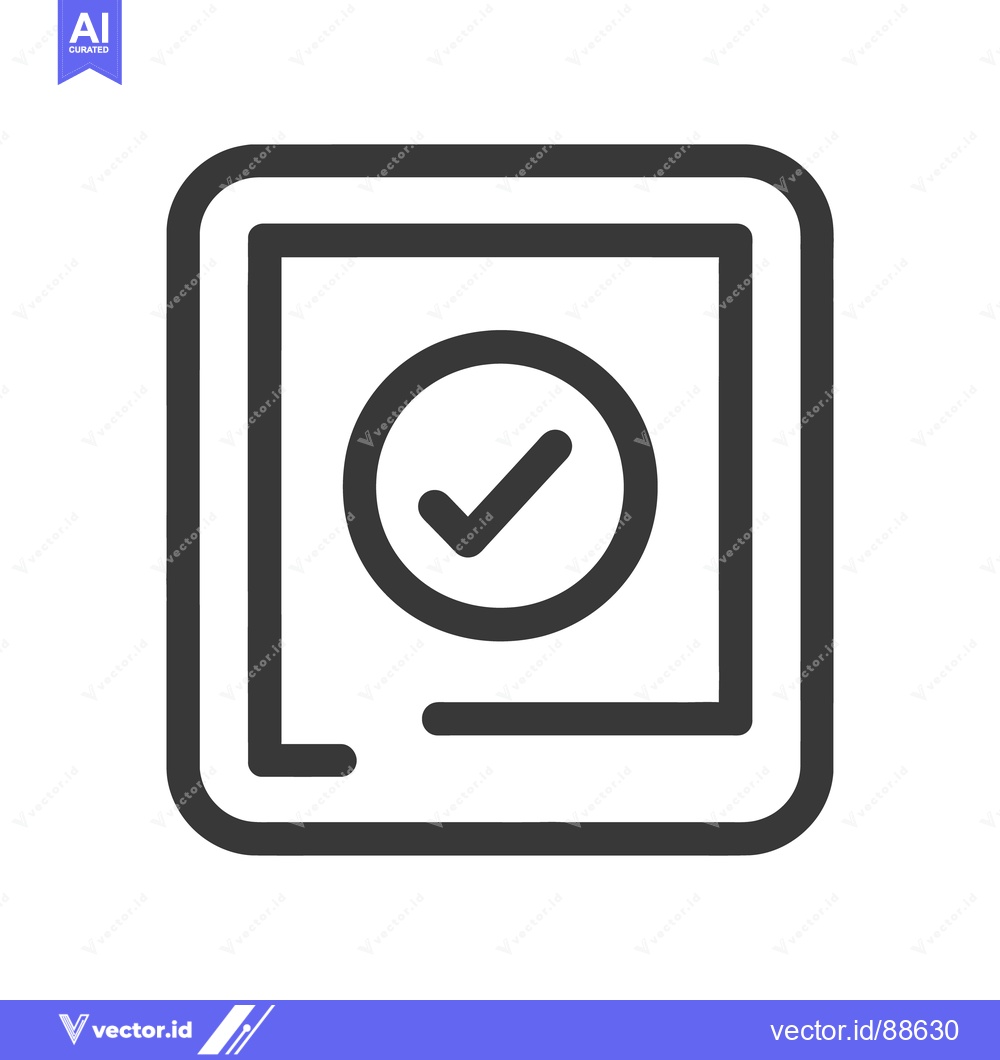 Premium Vector dari A graphical icon features a circle with a checkmark inside of it