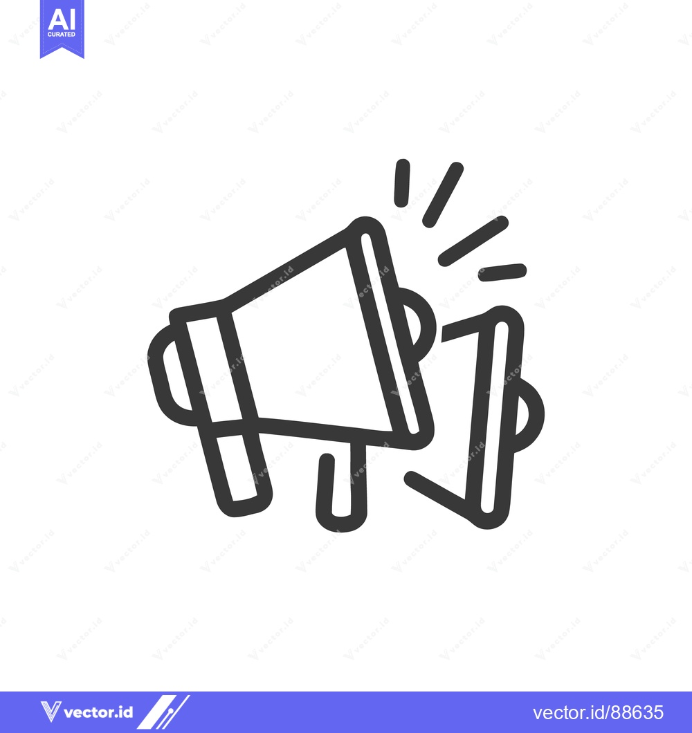 Premium Vector dari Bold Outline Icon: Two Megaphones Amplifying Message, White Background