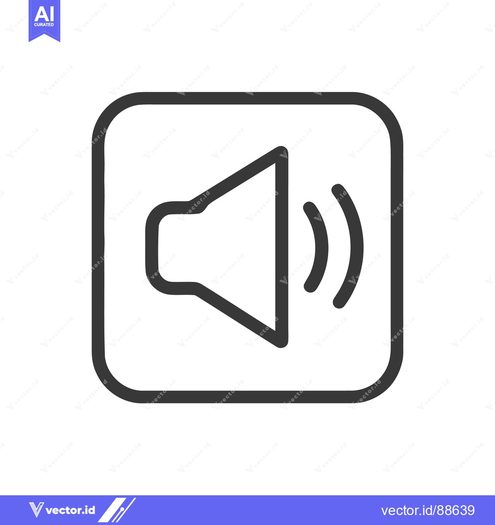Premium Vector of Minimalist Sound Icon: Speaker with Rounded Square Outline and Sound W