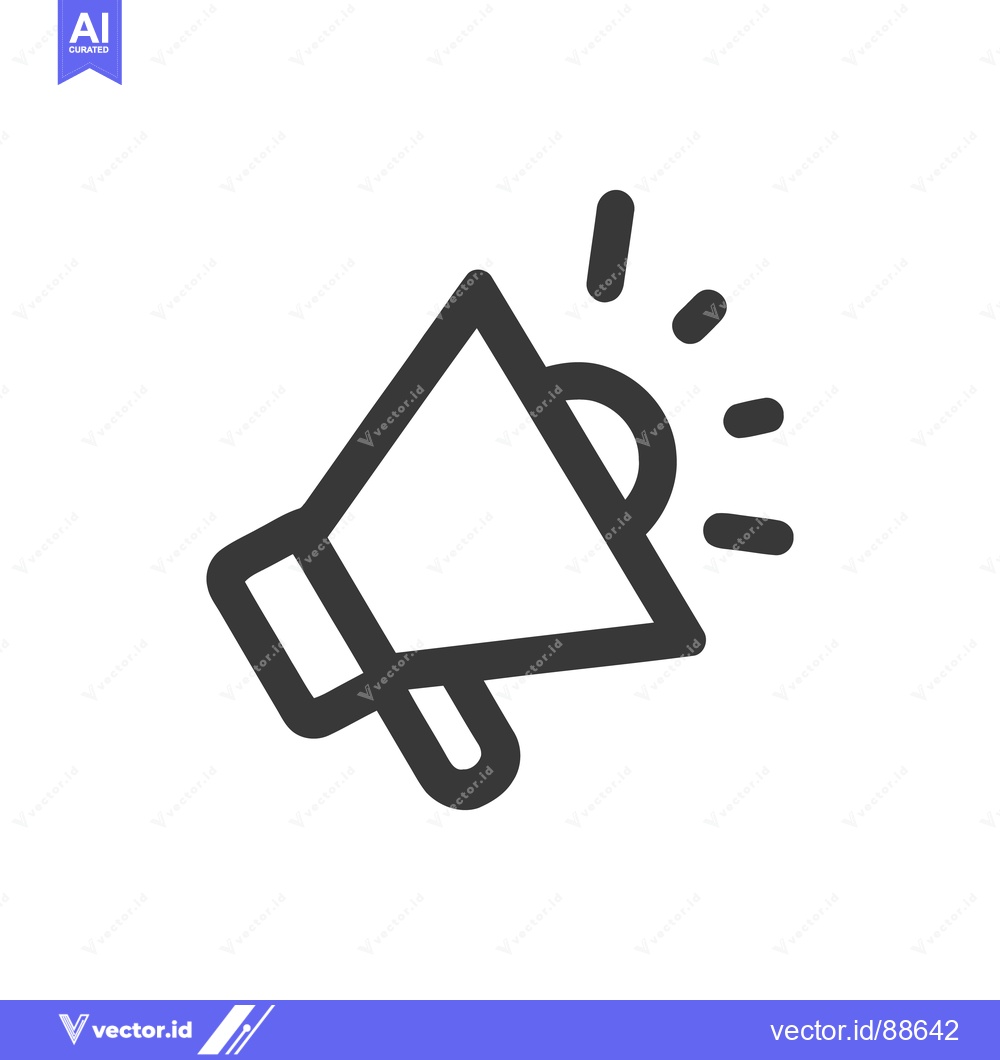 Premium Vector of Bold Outline of a Megaphone with Sound Waves on White Background