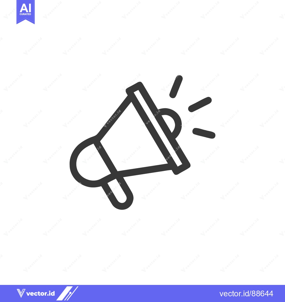 Premium Vector of Bold Outline Megaphone Icon Announcing News on White Background