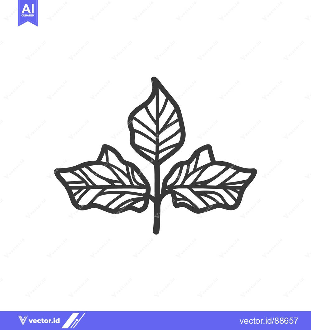 Premium Vector of A simple illustration depicting several green leaves on a stem