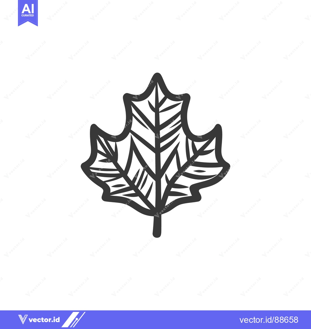 Premium Vector dari Simple black and white illustration of a singular plant leaf