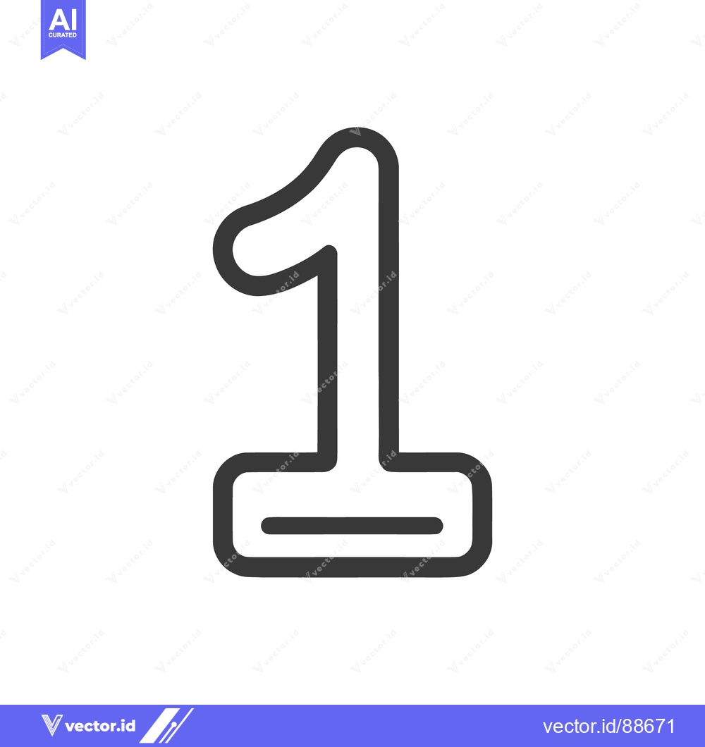 Premium Vector dari Bold Number One Icon: Modern, Rounded Design on White Background