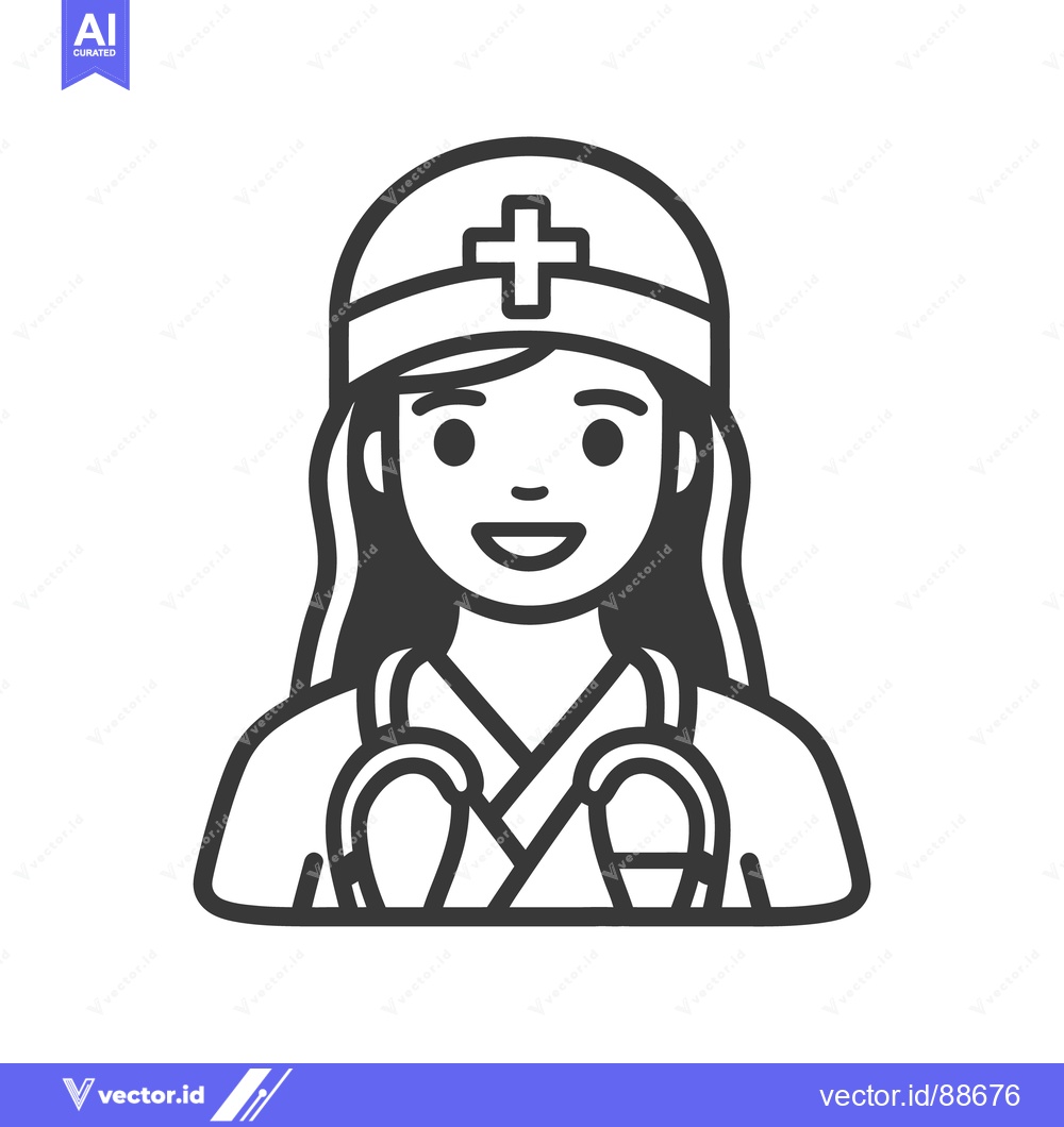 Premium Vector of A smiling cartoon illustration of a female medical healthcare worker