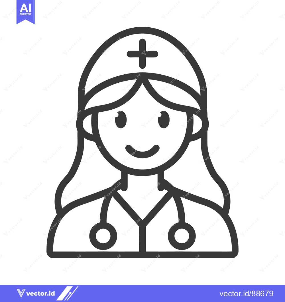 Premium Vector dari A friendly female medical professional wearing a nurse cap and stethos
