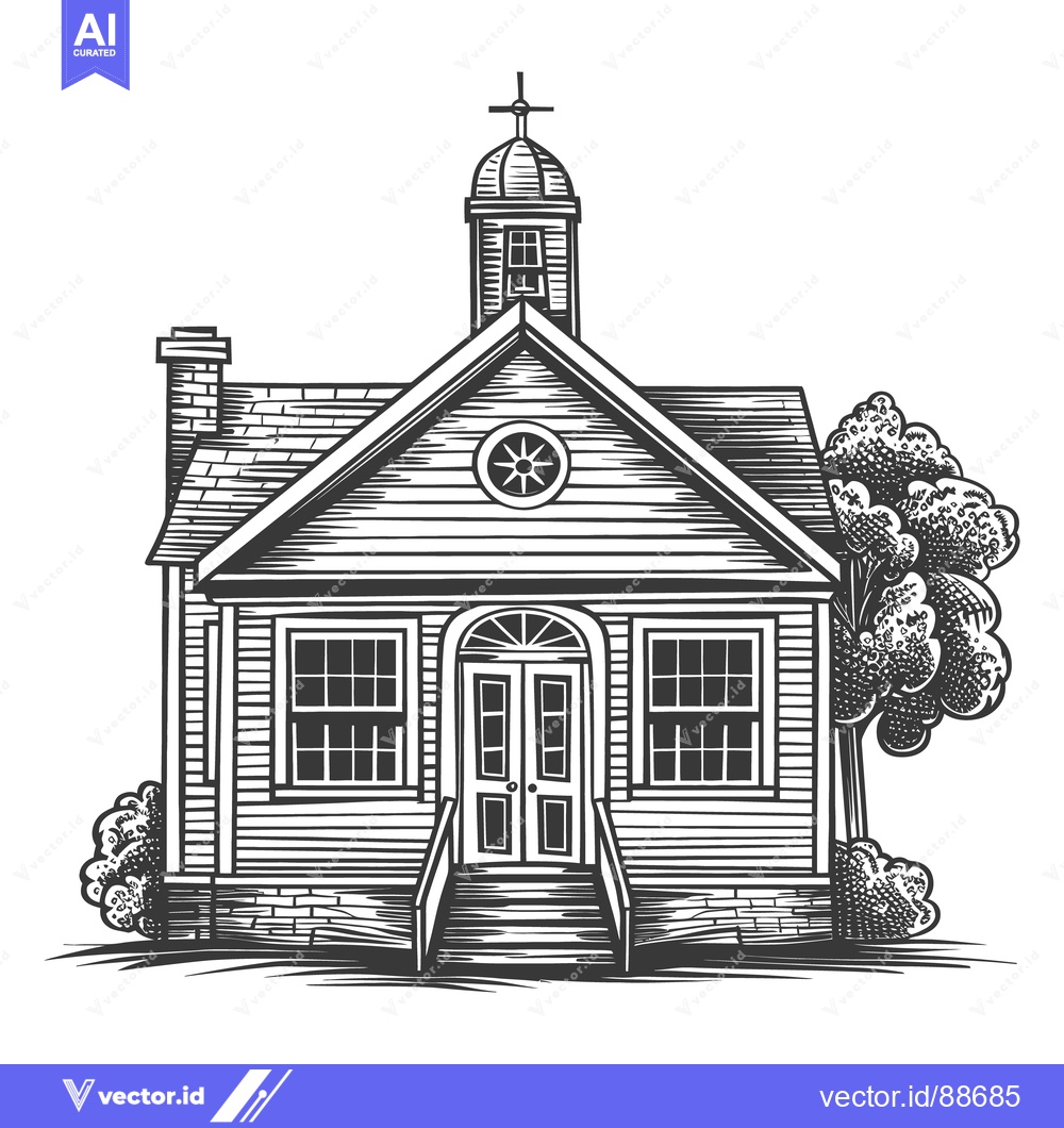 Premium Vector of Detailed monochrome drawing showing an old traditional small building