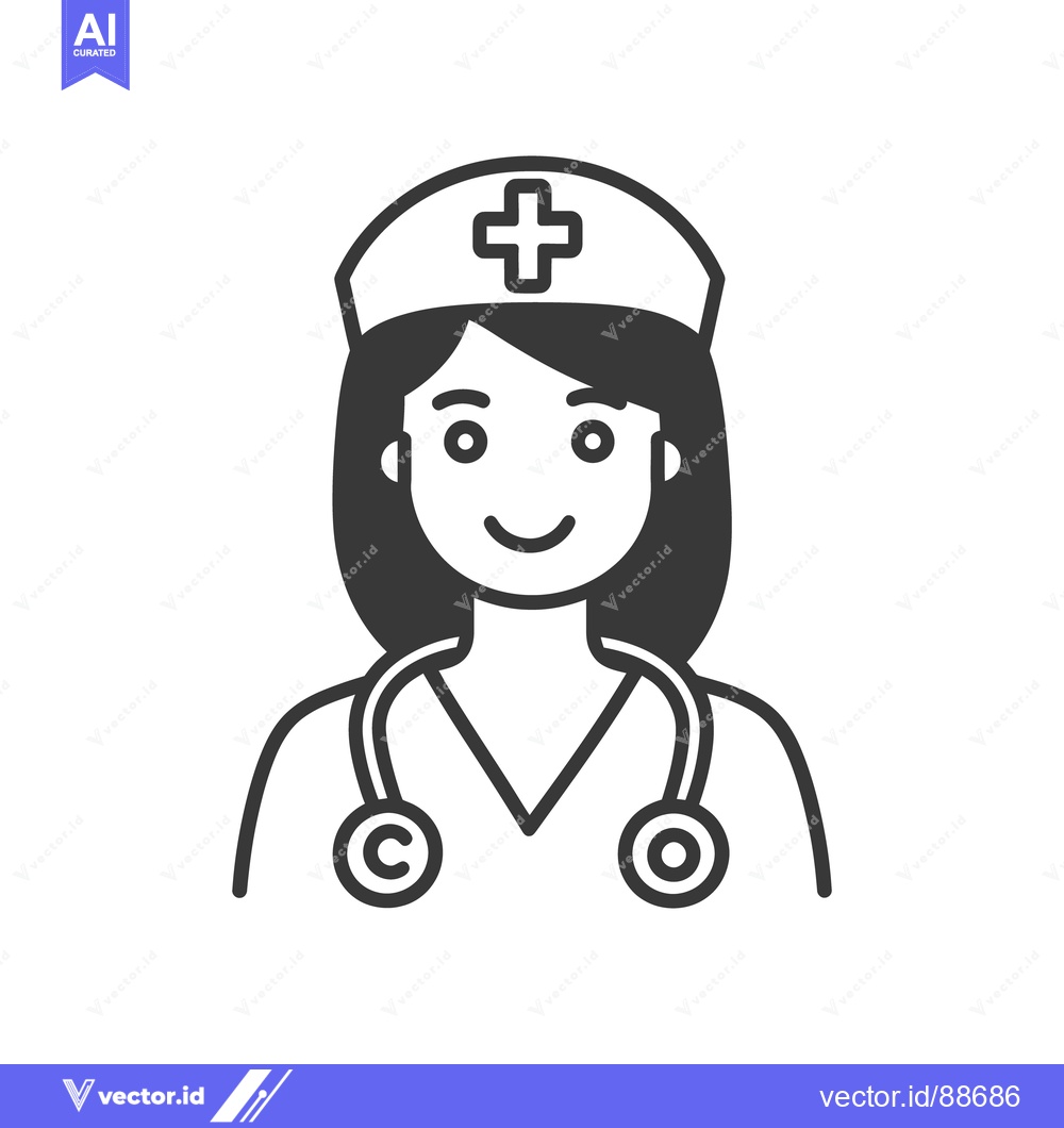Premium Vector of An illustrated image depicting a female nurse with medical equipment