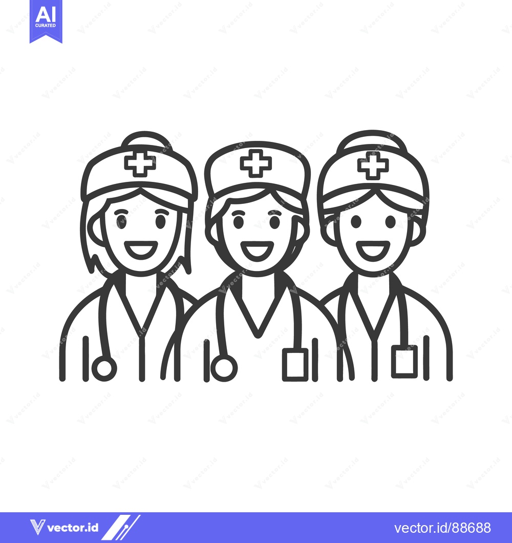 Premium Vector dari Three smiling healthcare workers standing together in a vector illustr