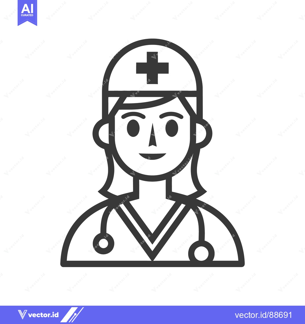Premium Vector dari A smiling female medical professional wearing a cap and stethoscope