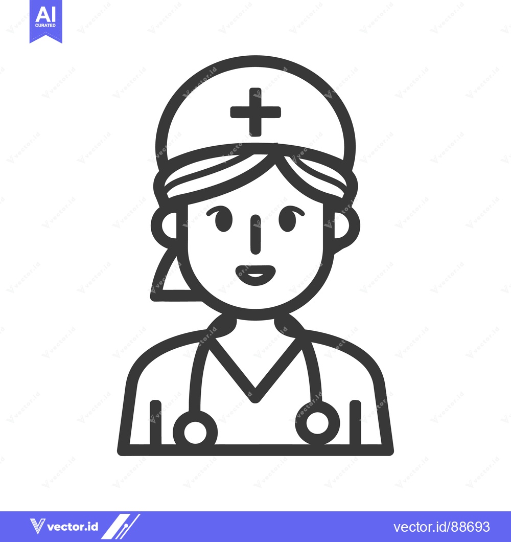 Premium Vector of A simple vector illustration depicts a female medical professional smi
