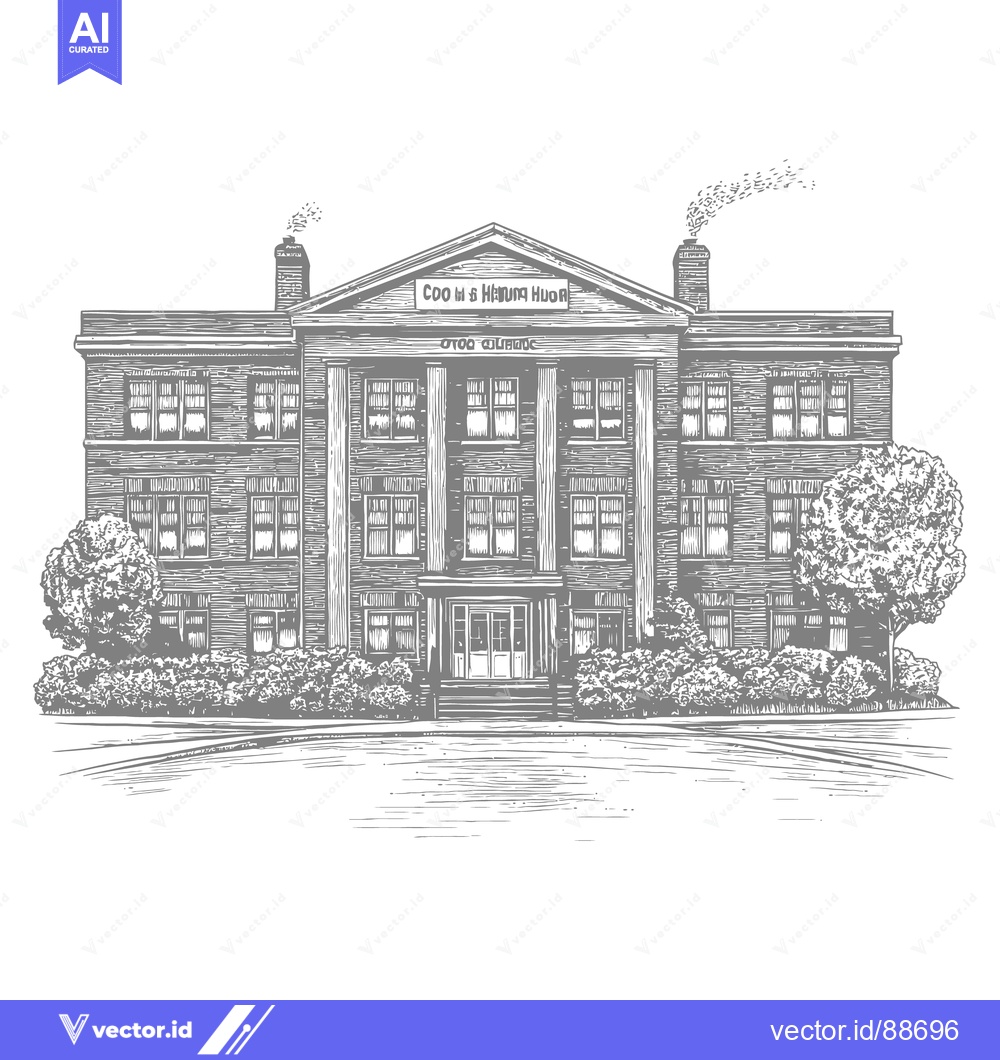 Premium Vector of A detailed architectural illustration of a grand old building structur