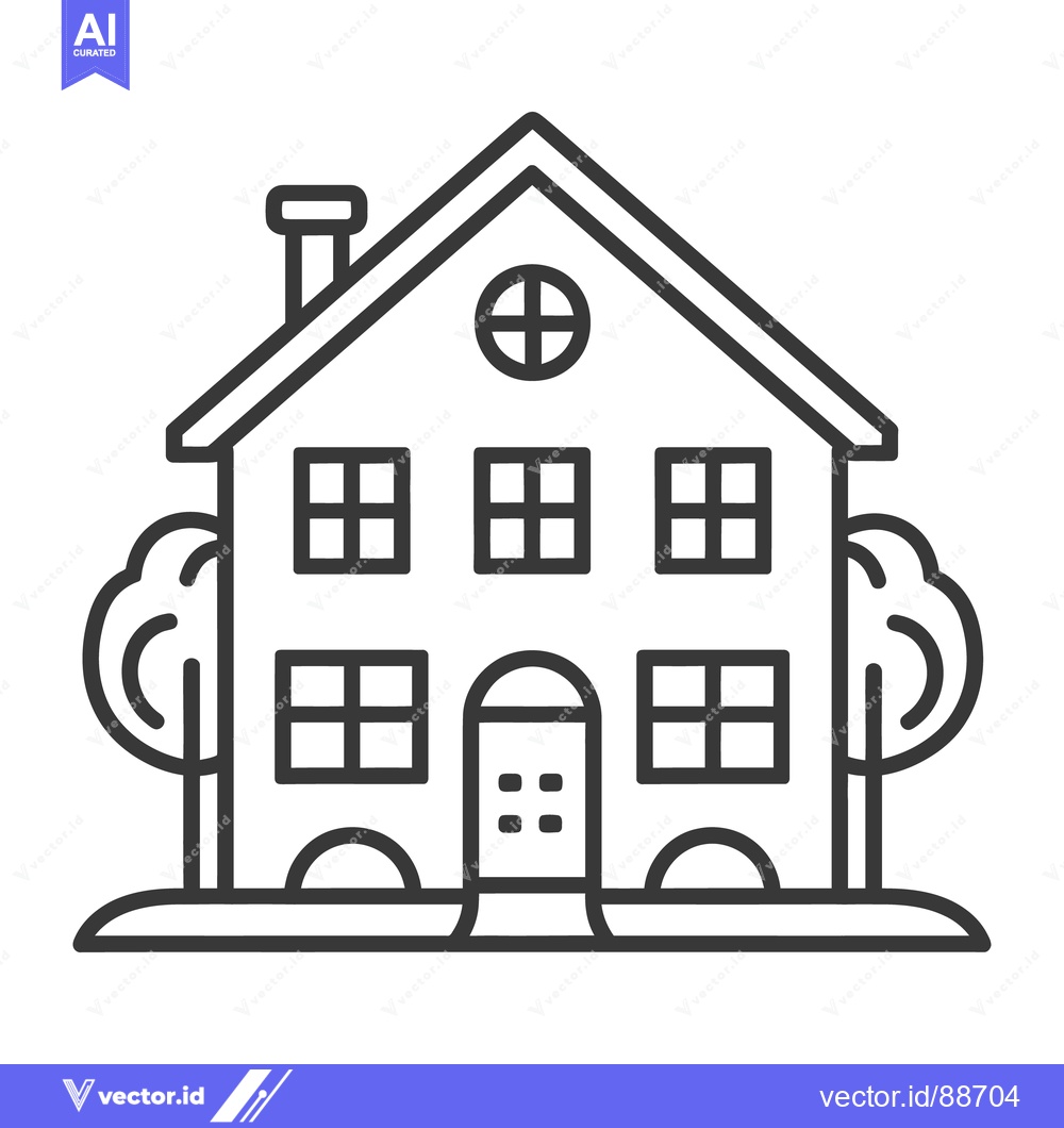 Premium Vector of A simple black and white illustration of a residential home