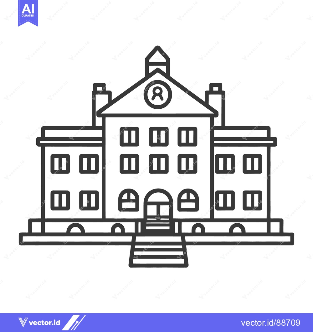Premium Vector dari Simple line drawing depicting a building with multiple windows and doo