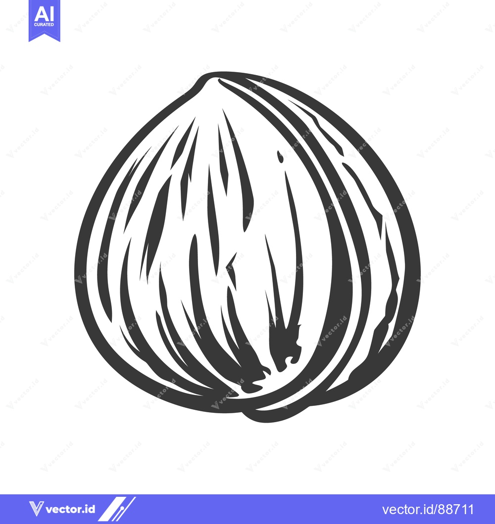 Premium Vector dari A simple black and white drawing of a single nut